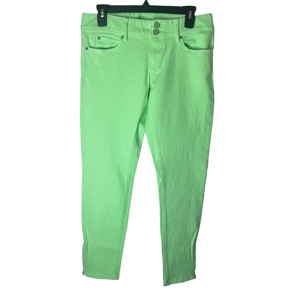 Lilly Pulitzer Worth Skinny Mini Zip Green Jeans 6